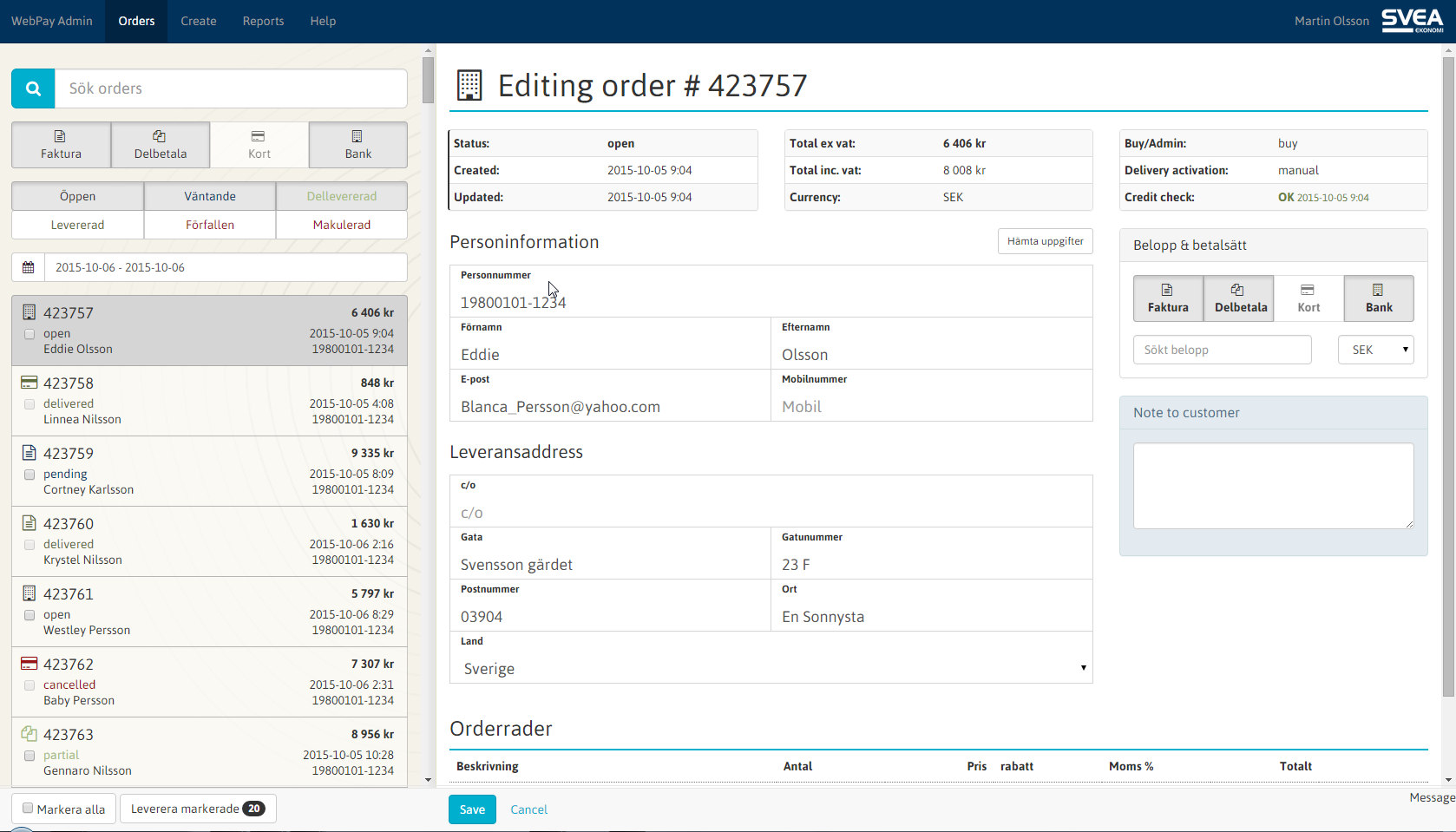 Svea Bank Merchant Tools